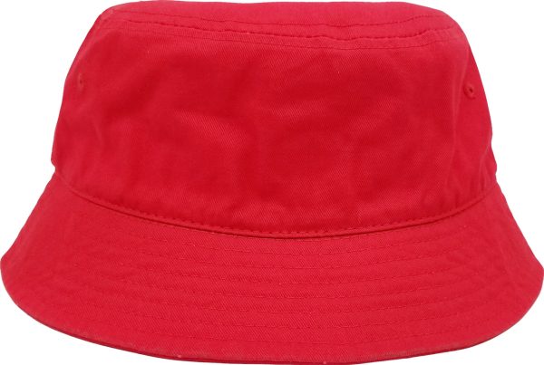 PB183 [RED] PLAIN WASHED COTTON FISHERMAN BUCKET HATS For Discount