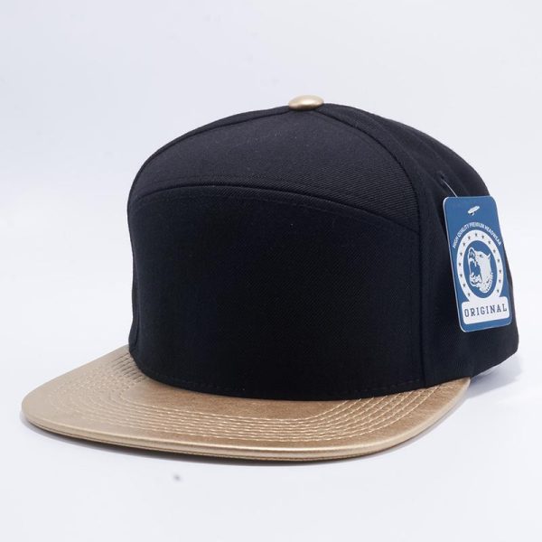 PB155 [BLACK GOLD] WOOL BLEND LEATHER SNAPBACK HATS Fashion