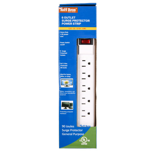 WHOLESALE ELECTRIC POWER STRIP 6 OUTLETS UL #TUFF BUILT #3412 SOLD BY CASE For Sale