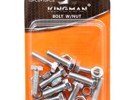 WHOLESALE KINGMAN HEXAGON BOLT W  NUT 20 MM 10 PC SOLD BY CASE Online Sale