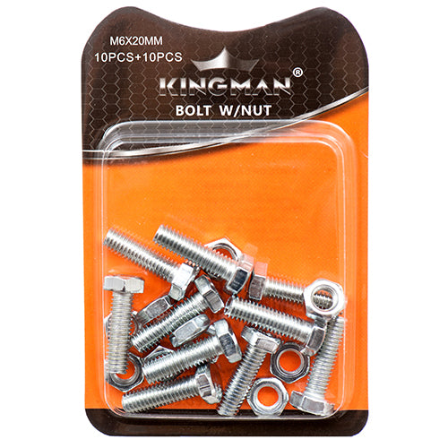 WHOLESALE KINGMAN HEXAGON BOLT W  NUT 20 MM 10 PC SOLD BY CASE Online Sale