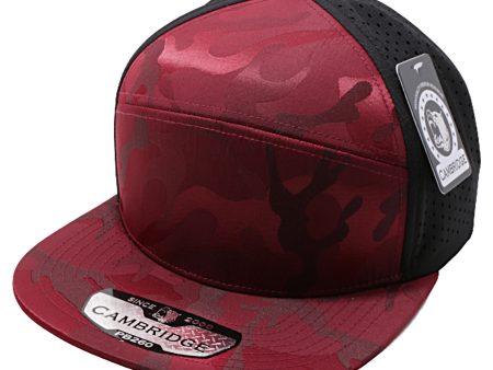 PB260 [BURGUNDY] SHINY CAMO CAMPER PERFORATED SNAPBACK HATS Online