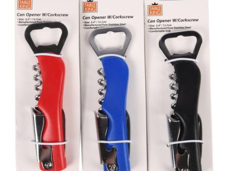 WHOLESALE TABLE KING BOTTLE OPENER W CORKSCREW & ASST CLR SOLD BY CASE Discount