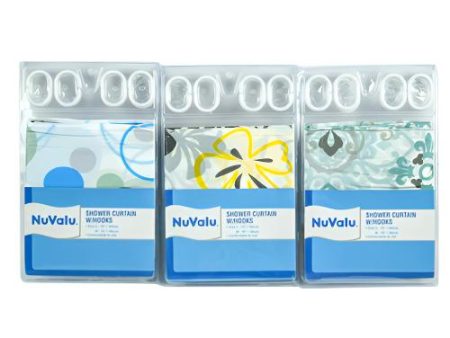 WHOLESALE NUVALU SHOWER CURTAIN & HOOKS 70X70 W ASST DESIGNS SOLD BY CASE Online Sale