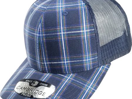 PB253 [NAVY] PLAID TRUCKER HATS Cheap