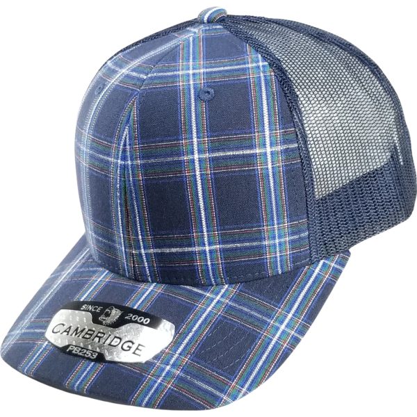 PB253 [NAVY] PLAID TRUCKER HATS Cheap