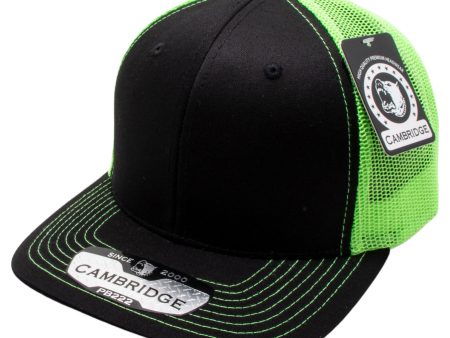 PB222-BLACK-N.GREEN CAMBRIDGE TRUCKER HAT Sale