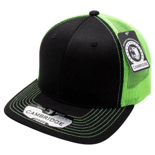 PB222-BLACK-N.GREEN CAMBRIDGE TRUCKER HAT Sale