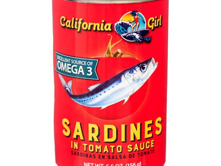 WHOLESALE CALIFORNIA GIRL SARDINES 5.5 OZ TOMATO SOLD BY CASE on Sale