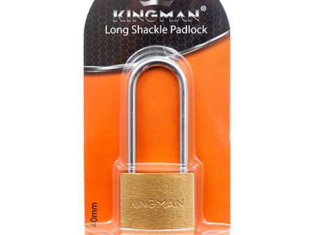 WHOLESALE KINGMAN BRASS PADLOCK LONG SHACKLE 40MM W  COPPER CORE SOLD BY CASE For Sale