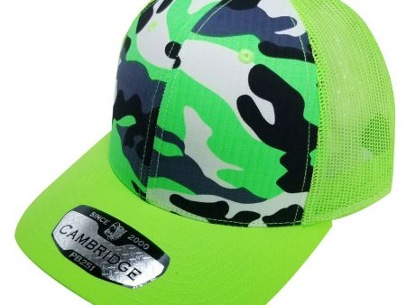 PB251 [N.GREEN CAMO] CAMBRIDGE 6 PANEL CAMO TRUCKER HAT Online Sale