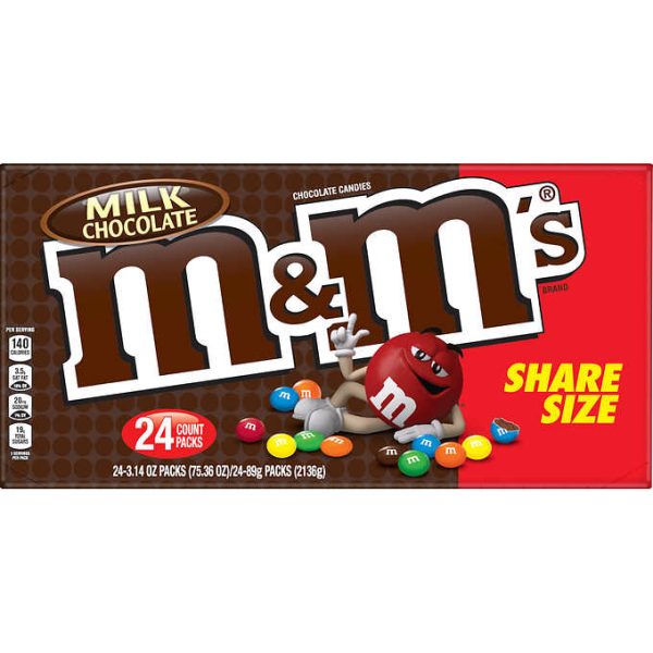 M&M s Milk Chocolate Share Size, 3.14oz 24ct on Sale