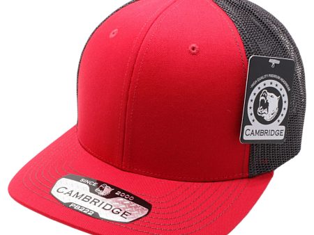 PB222-RED-CHARCOAL CAMBRIDGE TRUCKER HAT For Cheap