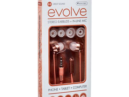 WHOLESALE SENTRY STEREO EARBUDS W MIC EVOLVE ASST CLRS SOLD BY CASE Cheap