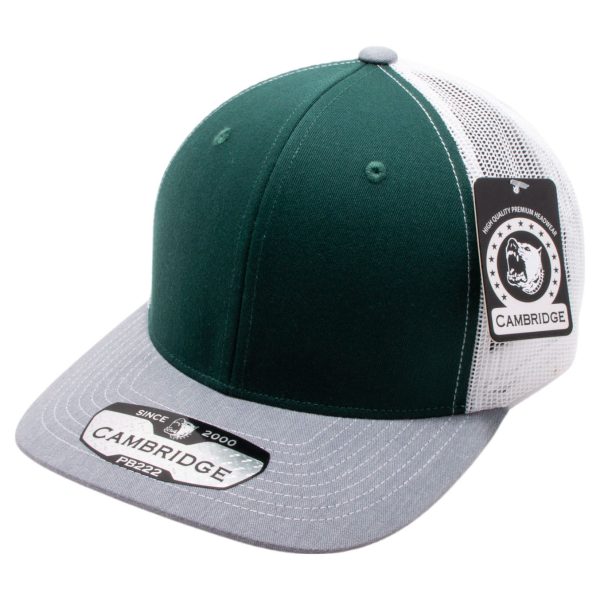 PB222T-D.GREEN-WHITE-H.GRAY CAMBRIDGE TRUCKER HAT Online Sale