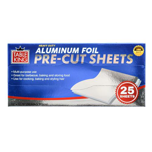 WHOLESALE TABLE KING ALUMINUM FOIL PRE-CUT SHEETS 25CT ULTRA DUTY SOLD BY CASE Sale