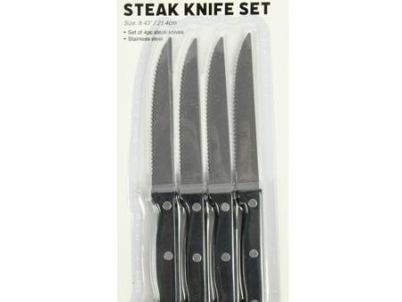 WHOLESALE TABLE KING STEAK KNIFE 4PC W BLK PLASTIC HANDLE SOLD BY CASE Online