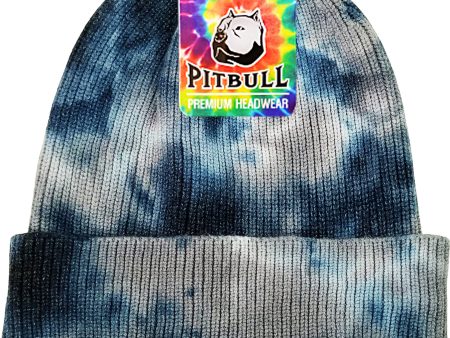 PB266 [NAVY L.GREY] TIE DYE CUFFED KNIT BEANIE HATS Discount