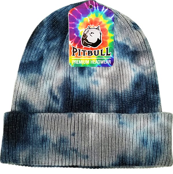 PB266 [NAVY L.GREY] TIE DYE CUFFED KNIT BEANIE HATS Discount