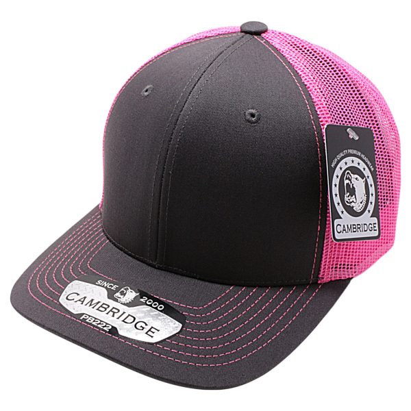 PB222-CHARCOAL-NPINK CAMBRIDGE TRUCKER HAT Sale