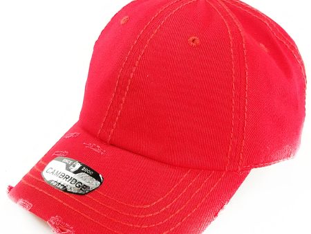 PB136V [RED] UNSTRUCTURED DISTRESSED VINTAGE COTTON TWILL DAD HAT Fashion