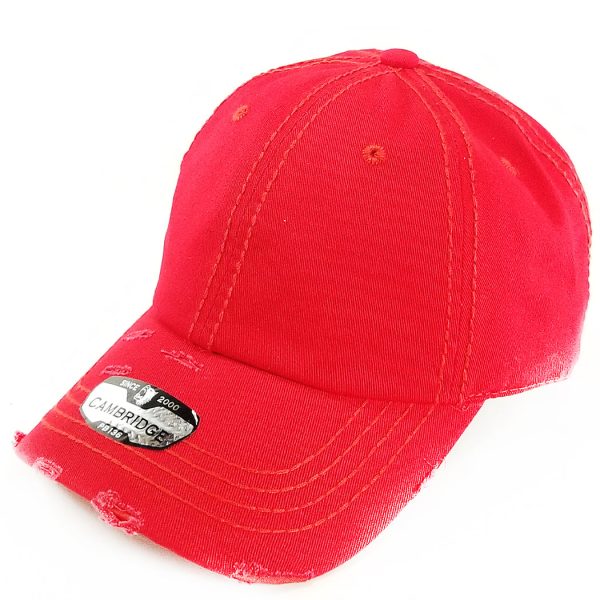 PB136V [RED] UNSTRUCTURED DISTRESSED VINTAGE COTTON TWILL DAD HAT Fashion