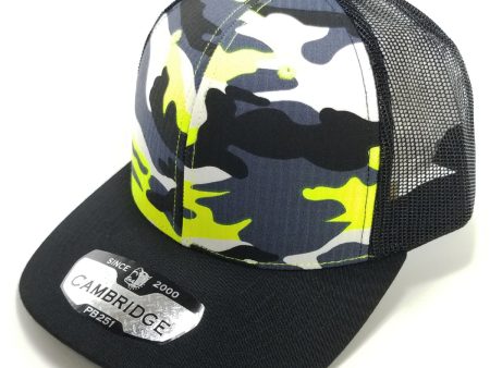 PB251 [N.YELLOW CAMO BLACK] CAMBRIDGE 6 PANEL CAMO TRUCKER HAT Online