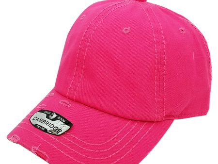 PB136V [HOT PINK] UNSTRUCTURED DISTRESSED VINTAGE COTTON TWILL DAD HAT on Sale