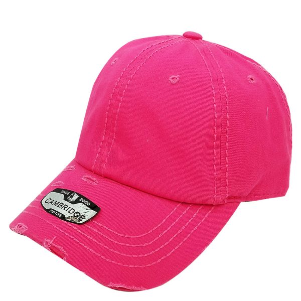 PB136V [HOT PINK] UNSTRUCTURED DISTRESSED VINTAGE COTTON TWILL DAD HAT on Sale