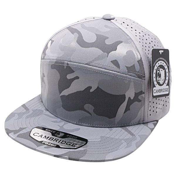 PB260 [L.GREY] SHINY CAMO CAMPER PERFORATED SNAPBACK HATS Supply