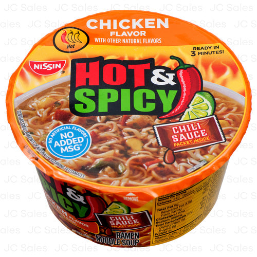 WHOLESALE NISSIN BOWL HOT & SPICY CHICKEN 3.32 OZ SOLD BY CASE For Discount