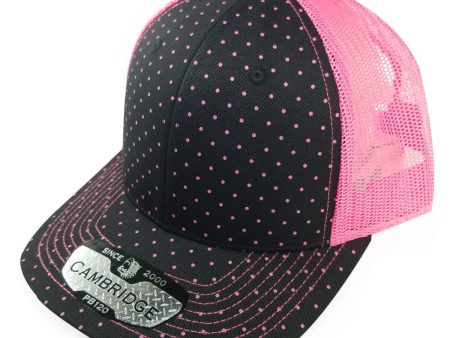 PB120C [BLACK N.PINK] POLKADOT 6 PANEL MESH TRUCKER HATS Fashion