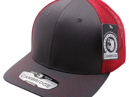 PB222-CHARCOAL-RED CAMBRIDGE TRUCKER HAT Discount