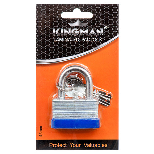 WHOLESALE KINGMAN LAMINATED PADLOCK 45MM W S. BLISTER #099745 SOLD BY CASE For Cheap