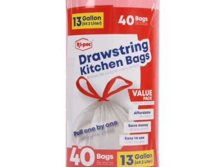 NEW WHOLESALE DRAWSTRING TRASH BAG 13 GAL 40CT SOLD BY CASE Online Sale