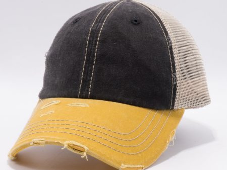 PB220 [BLACK MANGO KHAKI] PIGMENT VINTAGE MESH TRUCKER HATS For Discount