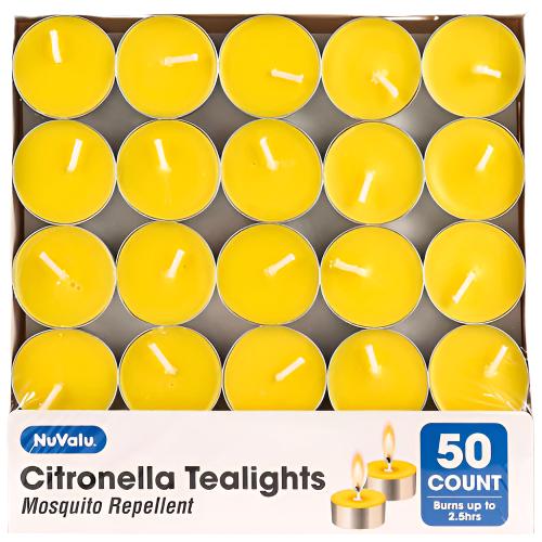 WHOLESALE NUVALU TEALIGHT CITRONELLA CANDLE 50CT SOLD BY CASE Fashion