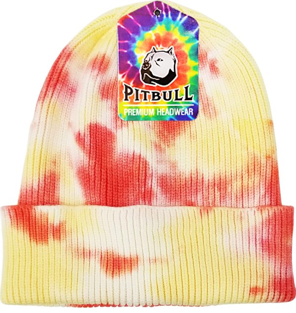 PB266 [ORANGE VANILLA] TIE DYE CUFFED KNIT BEANIE HATS For Sale