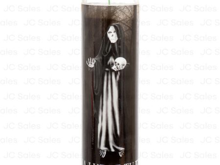 WHOLESALE VELADORA RELIGIOUS CANDLE SANTA MUERTE BLACK SOLD BY CASE Supply