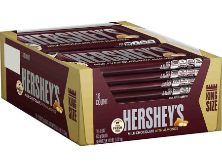 Hershey s King Size Milk Chocolate with Almonds, 2.6oz 18ct For Sale