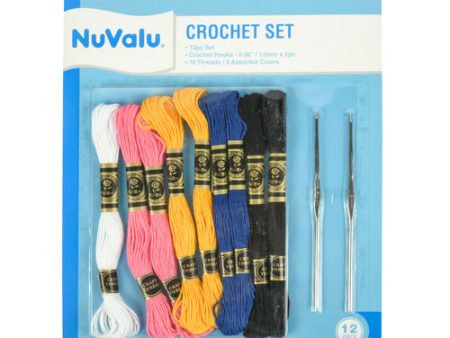 WHOLESALE NUVALU CROCHET NEEDLE 2PC&THREAD 5 COLOR   12PC W BLISTER SOLD BY CASE Supply