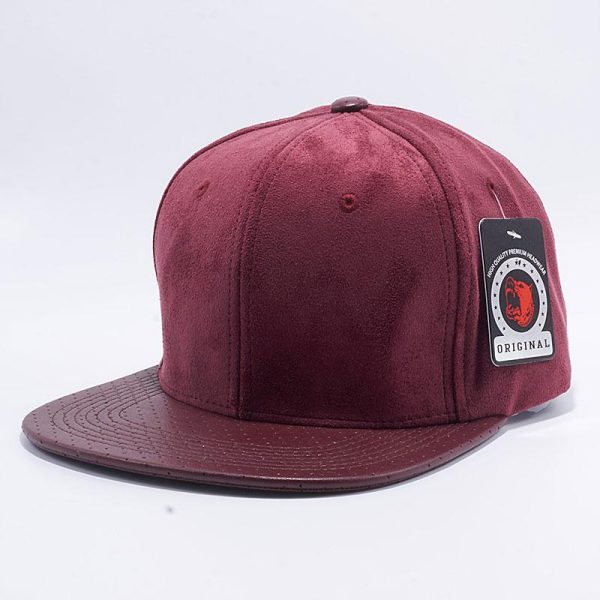 PB150 [BURGUNDY] SUEDE PERFORATED LEATHER SNAPBACK HATS Fashion