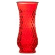 WHOLESALE GLASS VASE 8.5 X 3.5 RED W DIAMOND DESIGN #VD-993RED SOLD BY CASE Discount