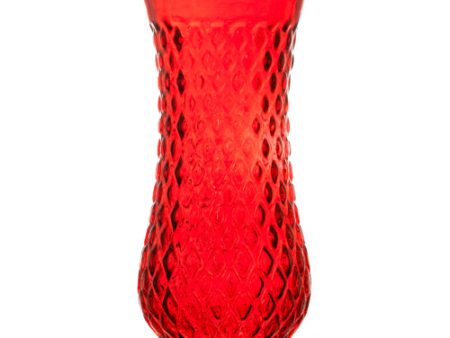 WHOLESALE GLASS VASE 8.5 X 3.5 RED W DIAMOND DESIGN #VD-993RED SOLD BY CASE Discount