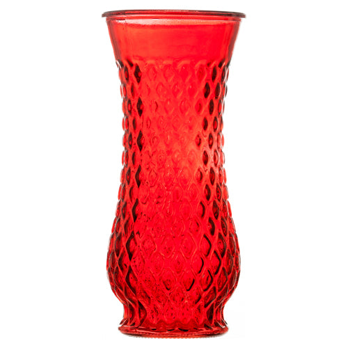 WHOLESALE GLASS VASE 8.5 X 3.5 RED W DIAMOND DESIGN #VD-993RED SOLD BY CASE Discount