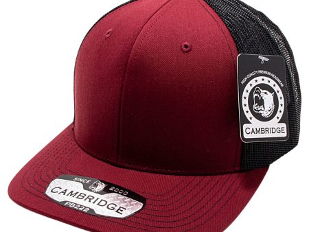 PB222-BURGUNDY-BLACK CAMBRIDGE TRUCKER HAT For Sale