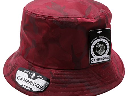 PB261 [BURGUNDY] SHINY CAMO BUCKET HATS Fashion