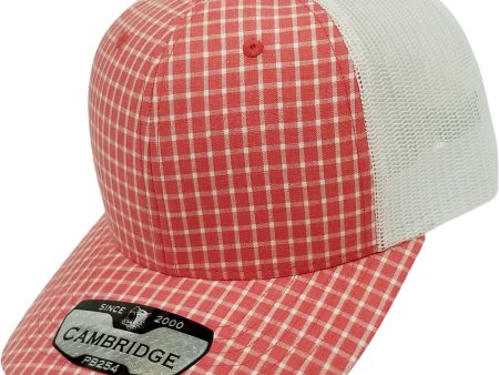 PB254 [SALMON WHITE] PLAID TRUCKER HATS Online Sale