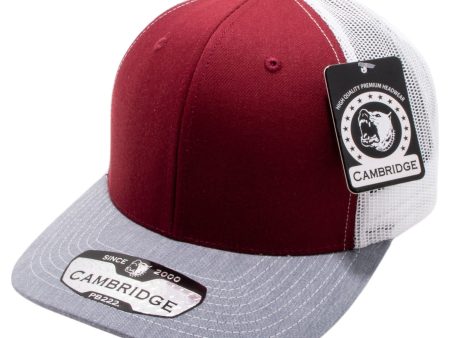 PB222T-Burgundy-White-H.Gray CAMBRIDGE TRUCKER HAT Online Hot Sale