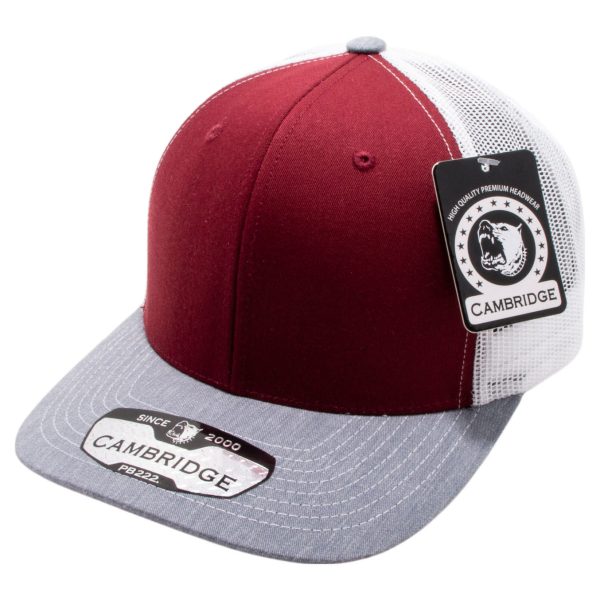 PB222T-Burgundy-White-H.Gray CAMBRIDGE TRUCKER HAT Online Hot Sale